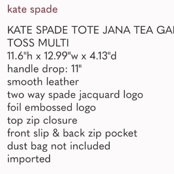 KATE SPADE  - Jana Tea Garden Toss Tote - … - Picture 11 of 11